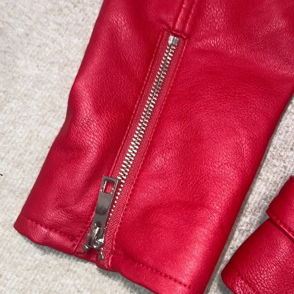 a.n.a Women's Vibrant Red Leather Jacket - Picture 4 of 6